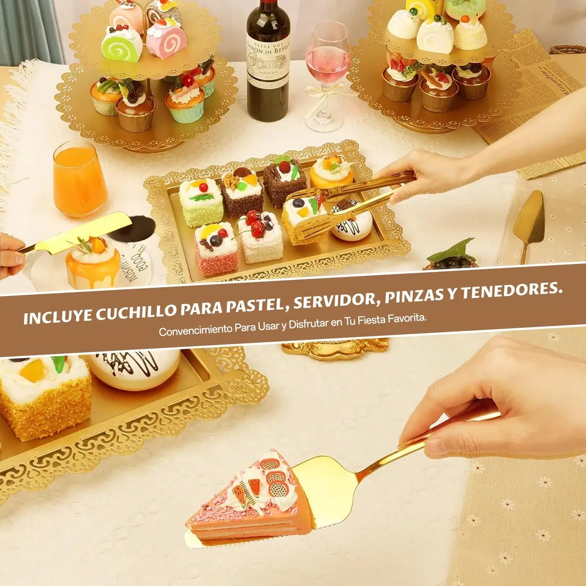 11 Pcs Metal Base for Cakes and Desserts in Clip and Knife
