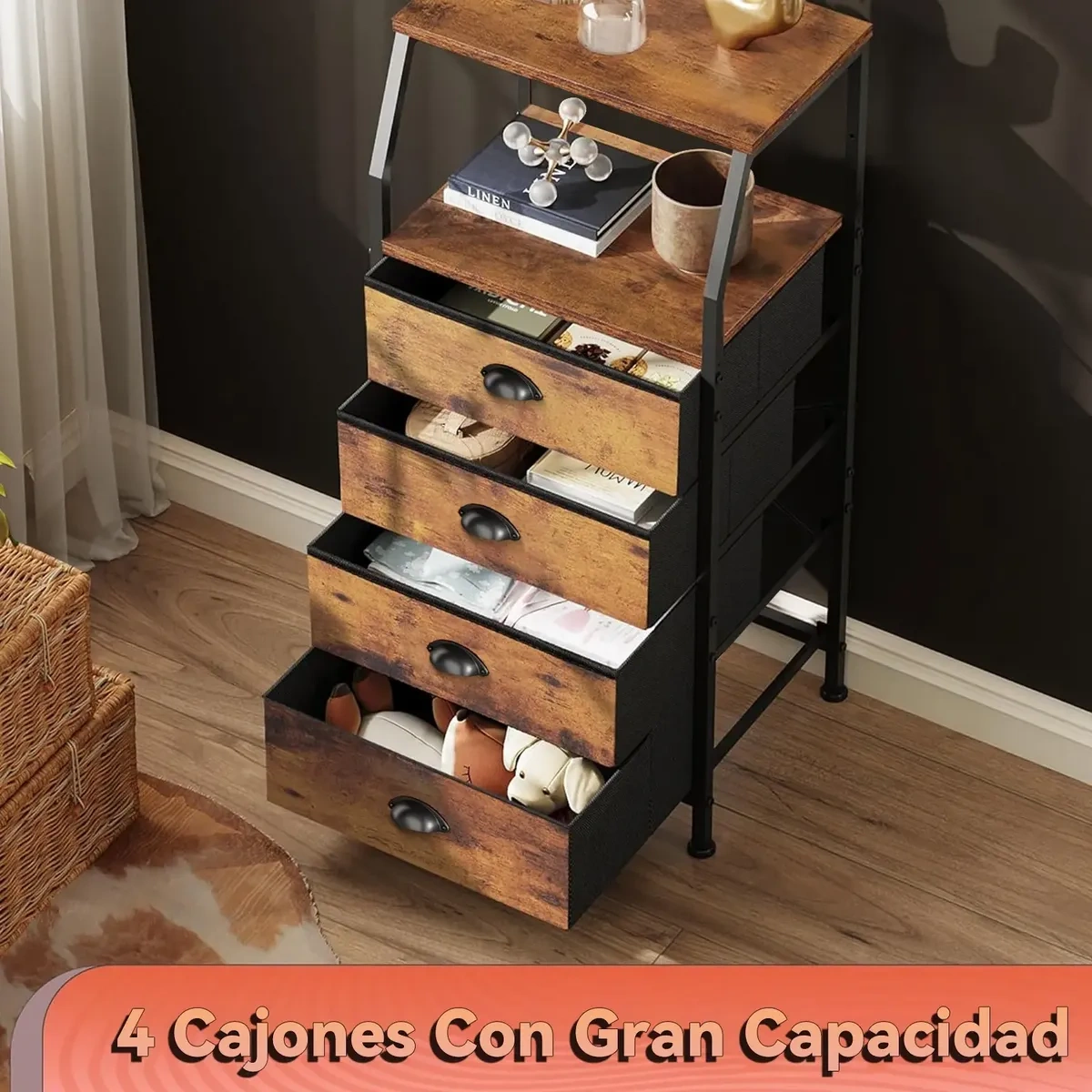 Wardrobe With 4 Drawers Storage Furniture With 2 Shelves.