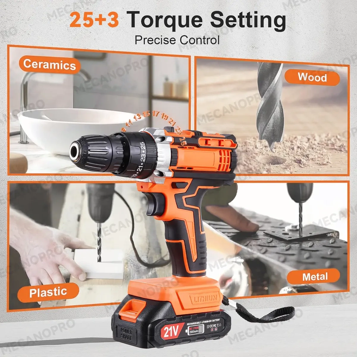 Mecanopro® 118 Pcs Cordless Tool Kit With Drill