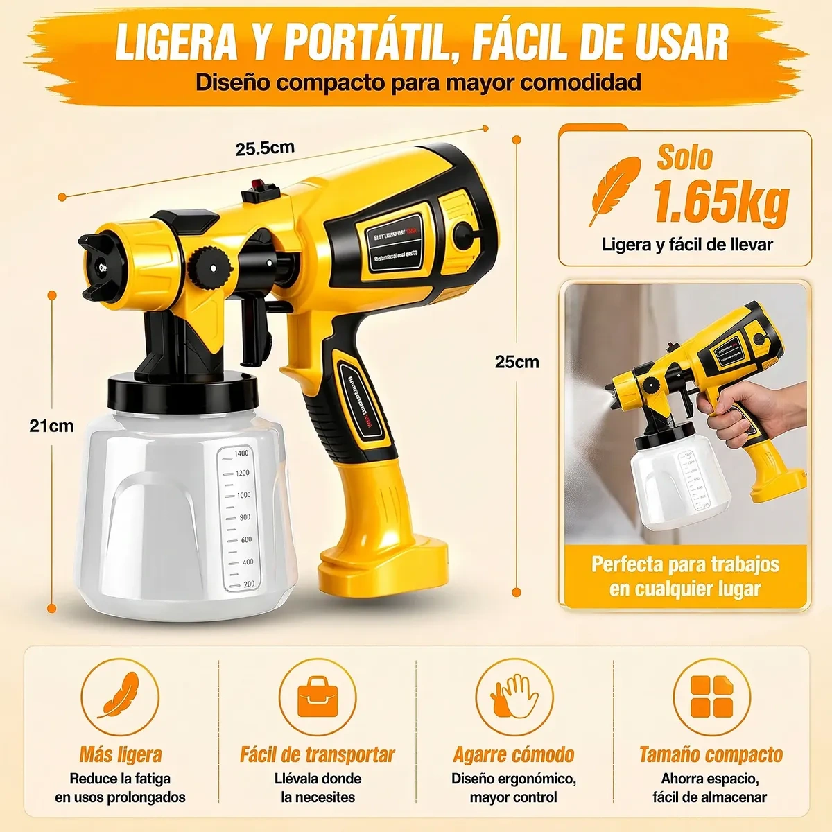 Electric Gun To Paint Casita 850w 1400ml 3 Modes