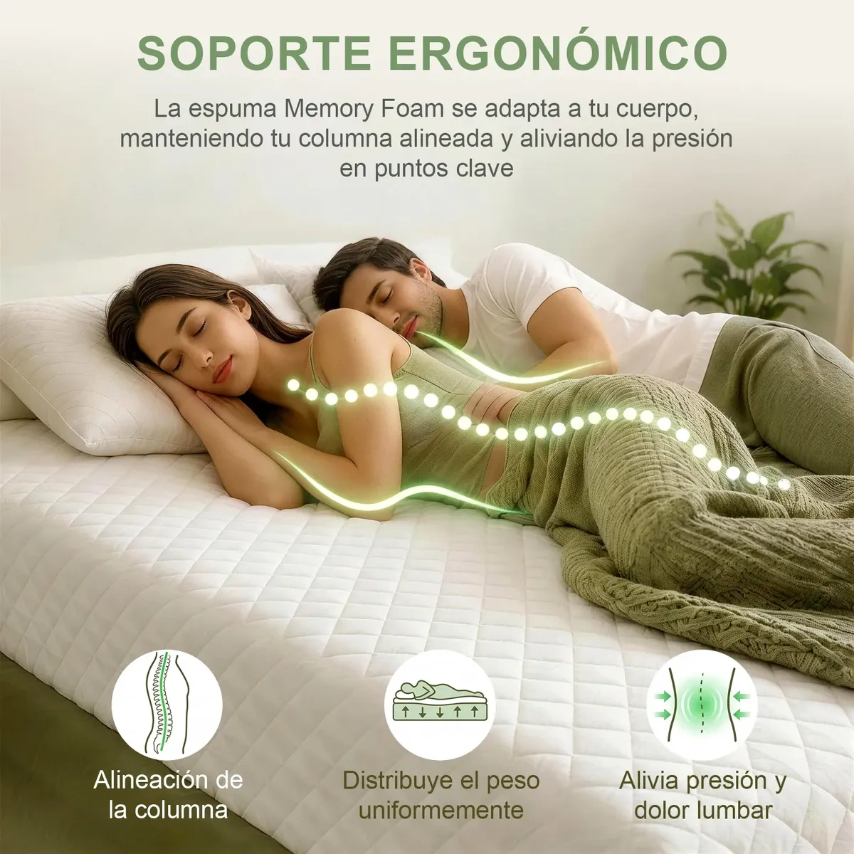 Safonus®King Size Mattress 190x200cm Memory Foam White Firm