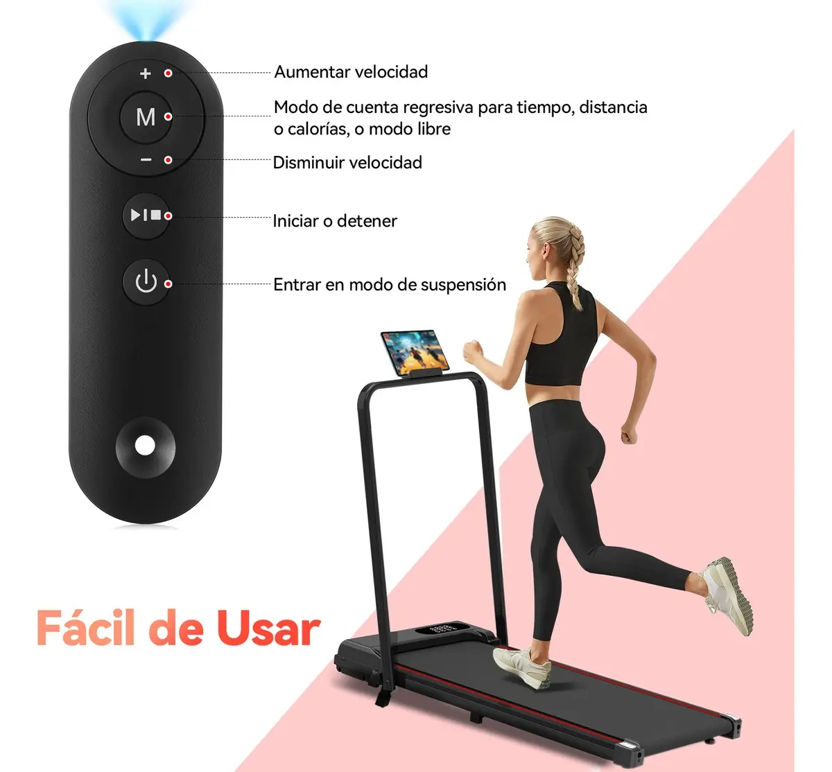 ROWIDE Portable Folding Electric Treadmill 2.5hp with LCD Screen and Remote Control, with Bluetooth APP, Electric Treadmill Walking Pad Portable Elevation Home Office Gym, 2 in 1 Elec Treadmill