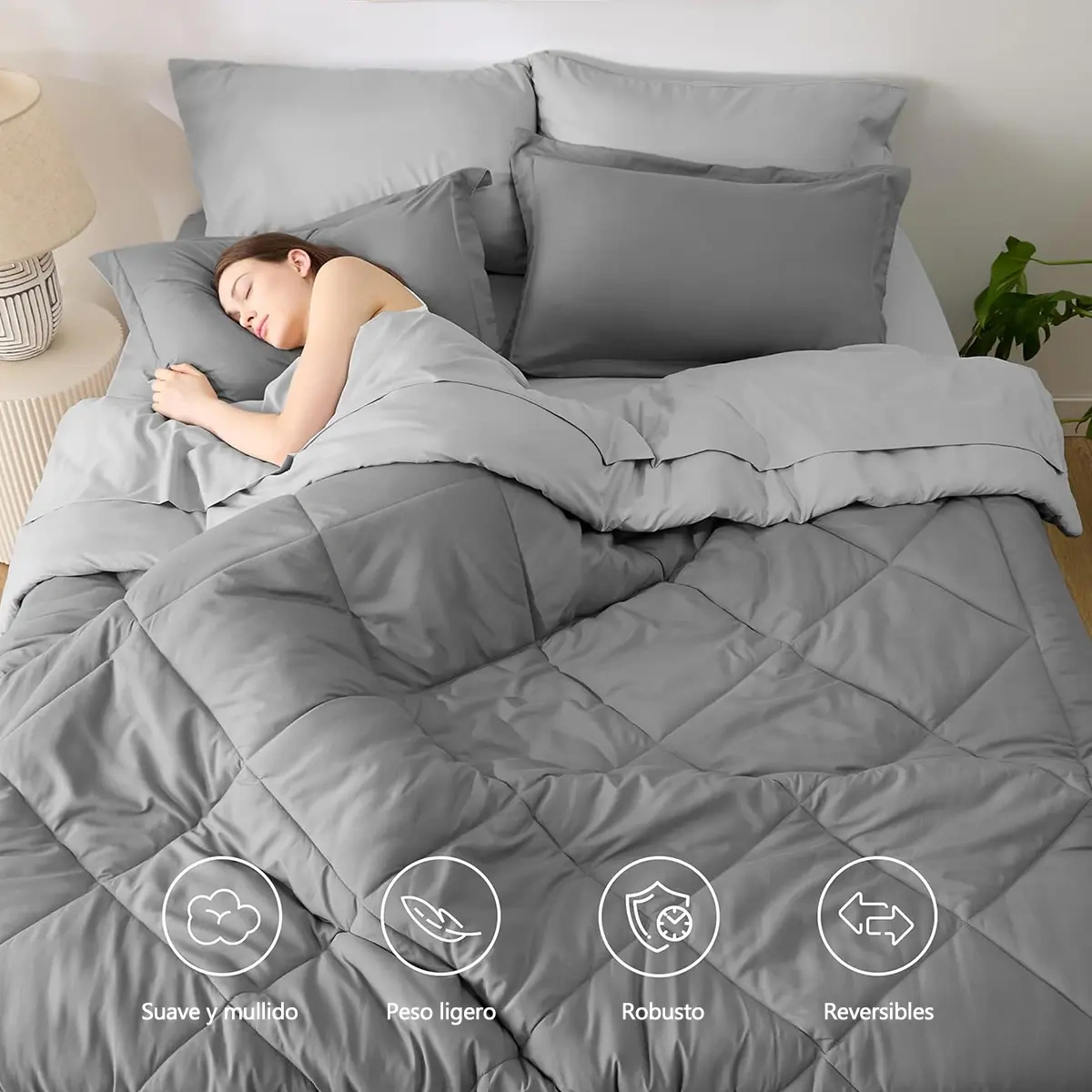 Set 7 Pieces Double Duvet Covers Pillowcases Sheets