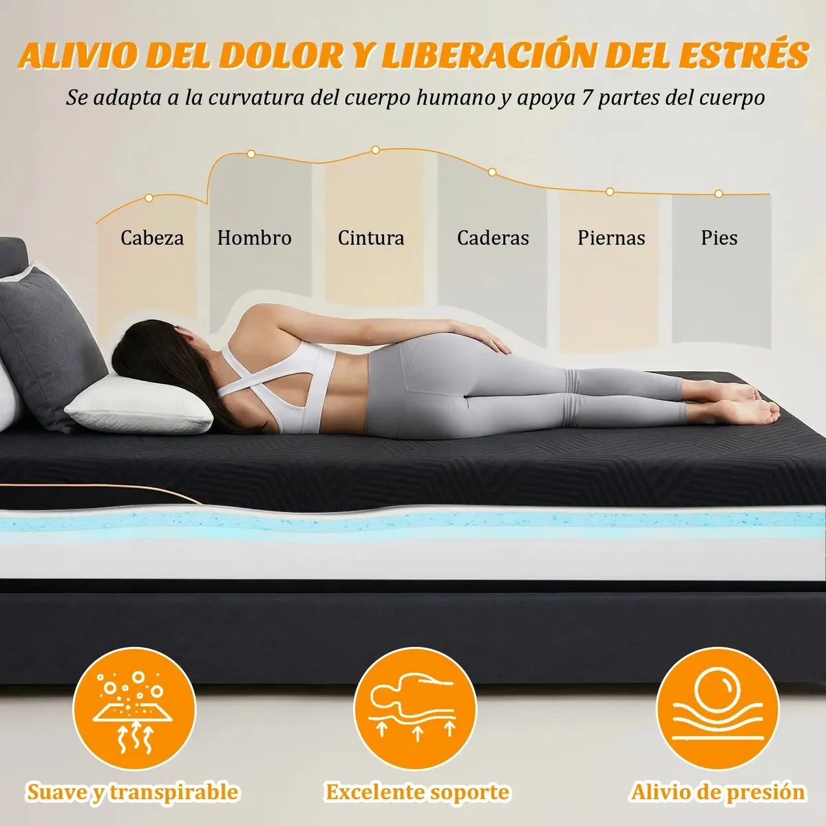 Safouns King Memory Foam Mattress 20cm with Gel, in Black Box