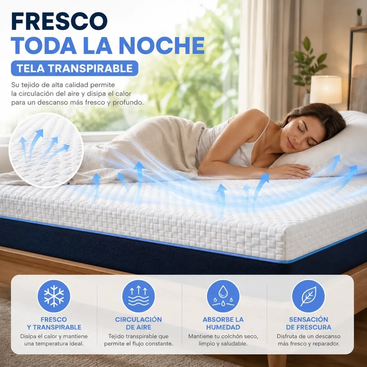 Safonus®King Size Memory Foam mattress 20cm Color Blue-white