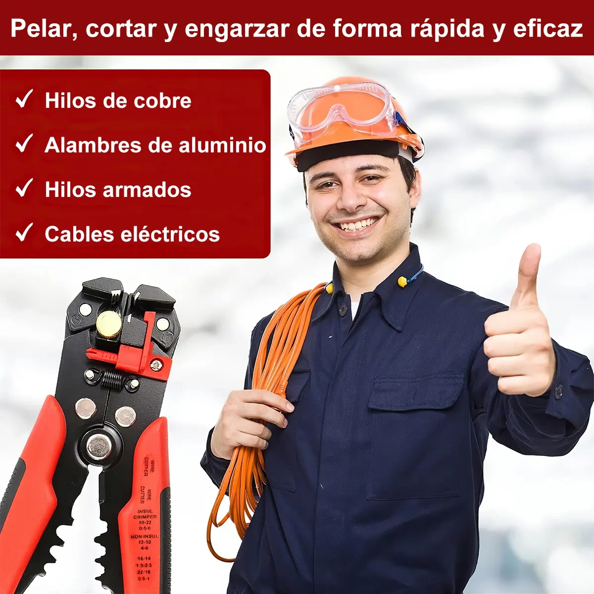 Automatic Cable Wire Stripper Pliers With 5in1 Magnetic Bracelet