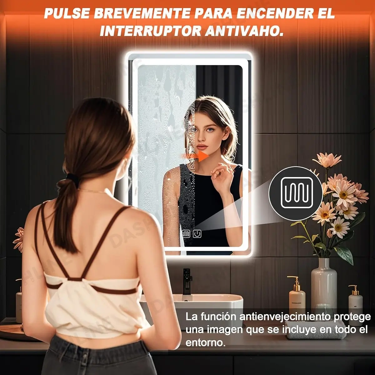 Smart Bathroom Mirror With Led Touch Tricolor Anti-fog40*60
