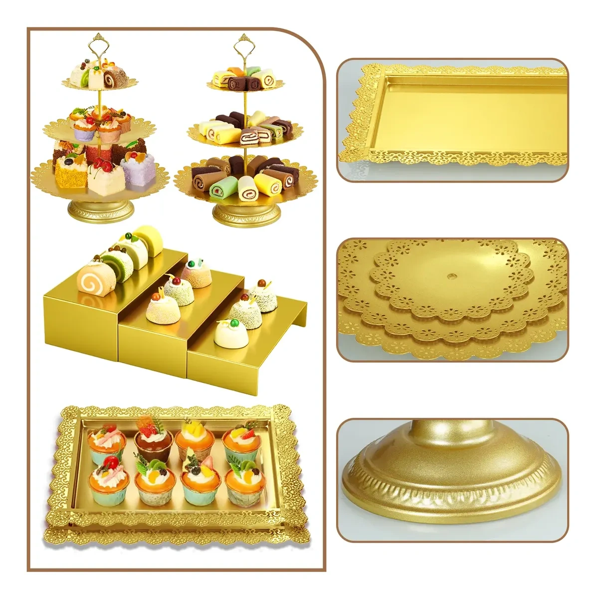 11 Pcs Metal Base for Cakes and Desserts in Clip and Knife