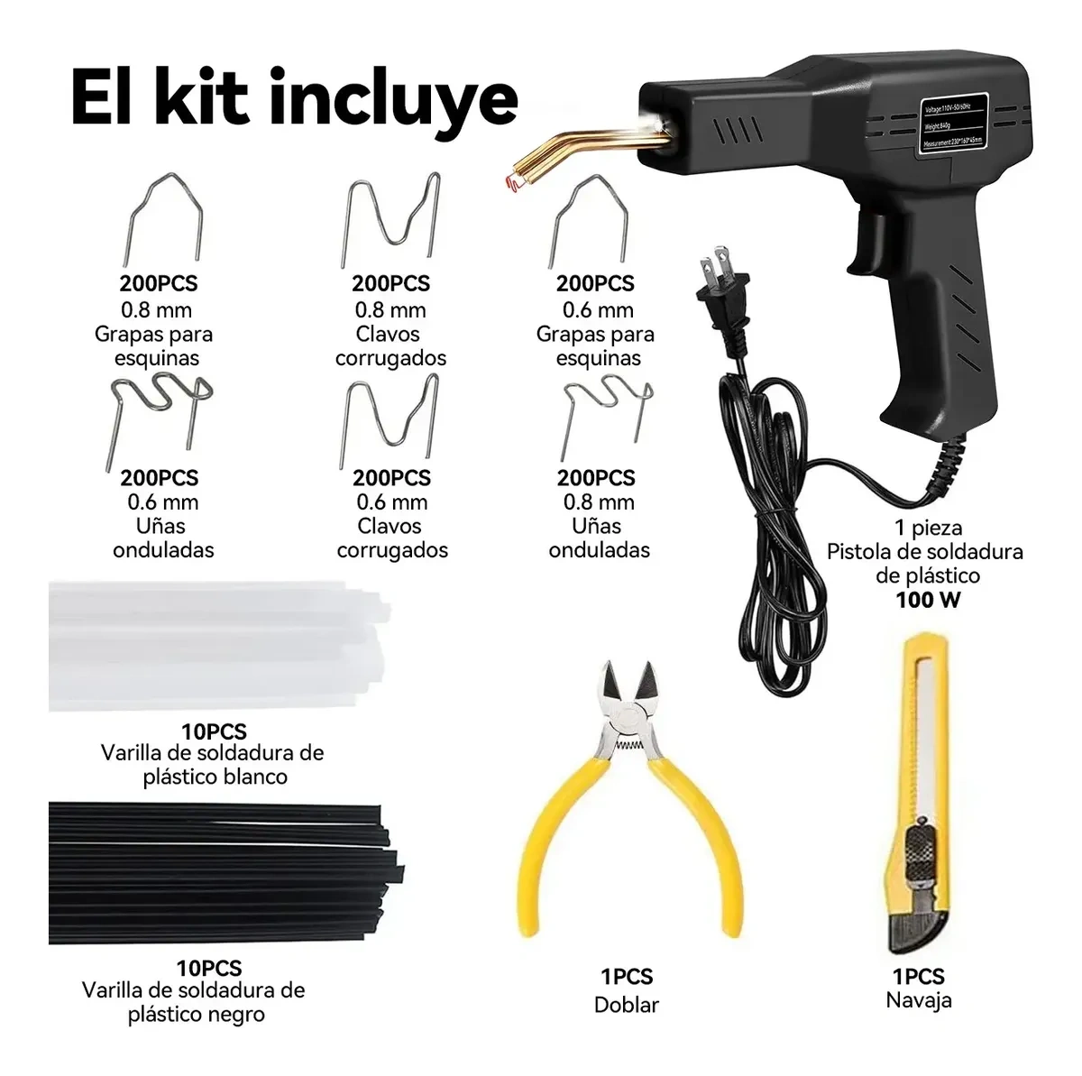 Plastic Repair Welder Kit with 1200 Staples