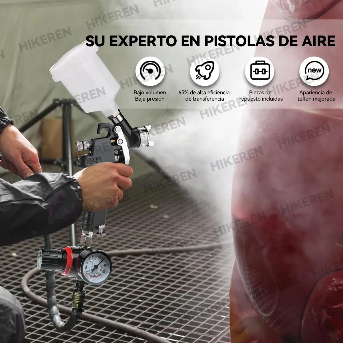 Hvlp 600ml Gravity Paint Gun With 3 Nozzles