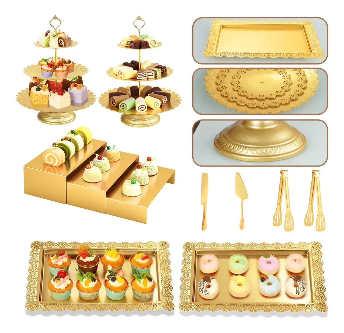 11 Pcs Metal Base for Cakes and Desserts in Clip and Knife