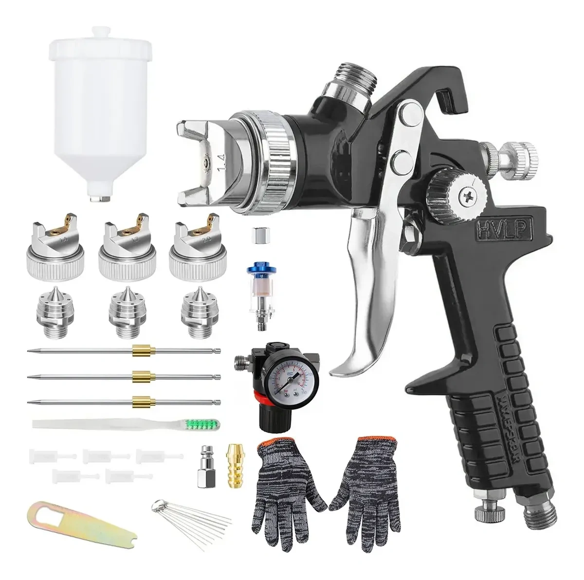 Hvlp 600ml Gravity Paint Gun With 3 Nozzles