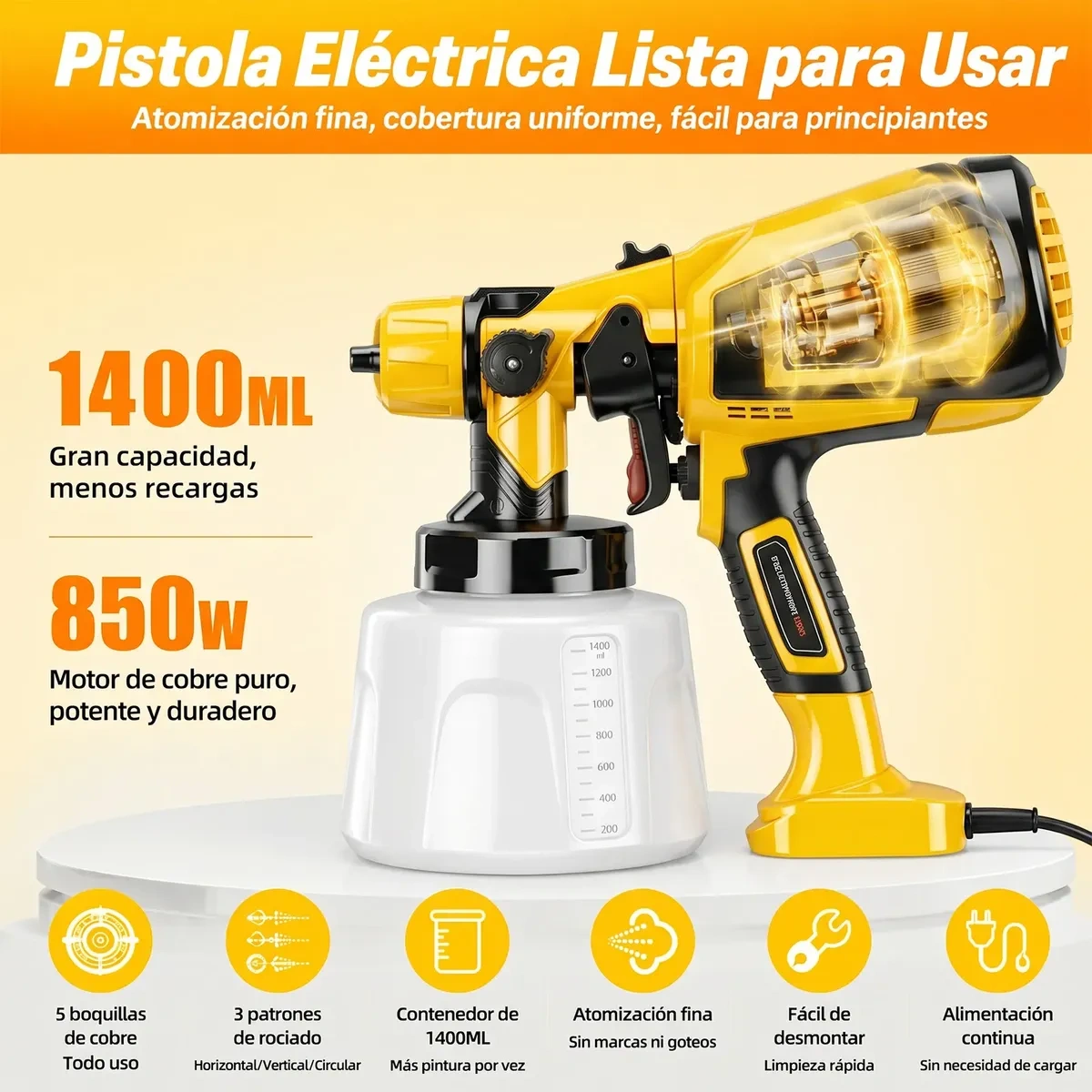 Electric Gun To Paint Casita 850w 1400ml 3 Modes