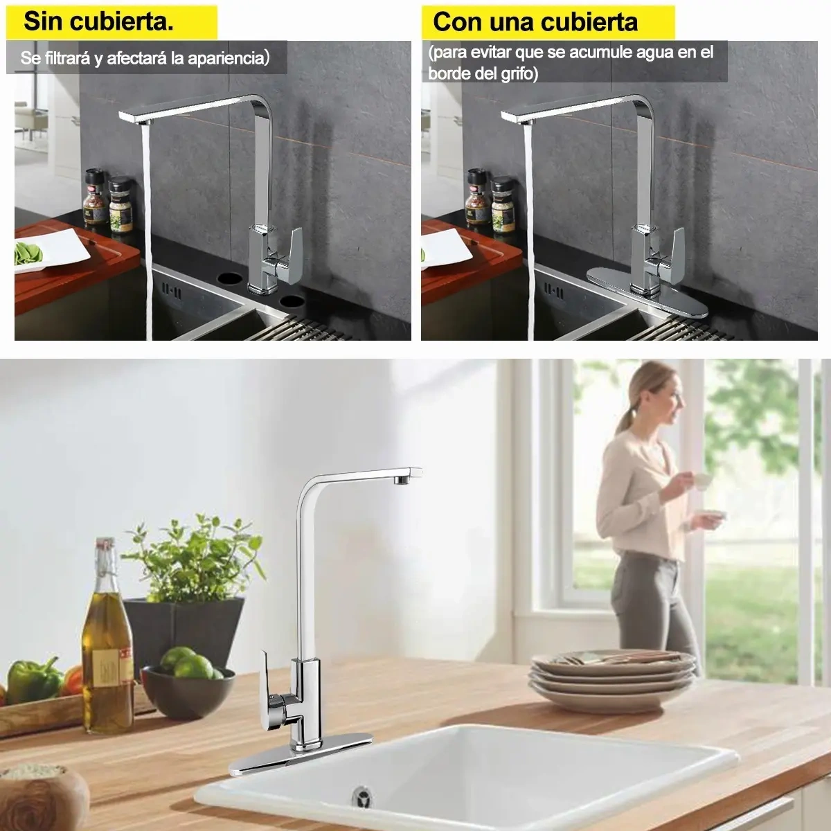 Sink Mixer Single Handle Kitchen Faucet With Cover