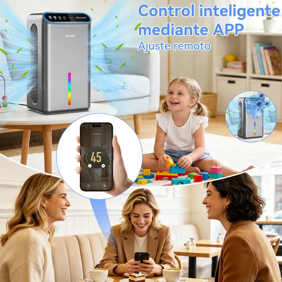 Welikera Silent Dehumidifier of 2.8 L for 120 m² with App and Aromatherapy