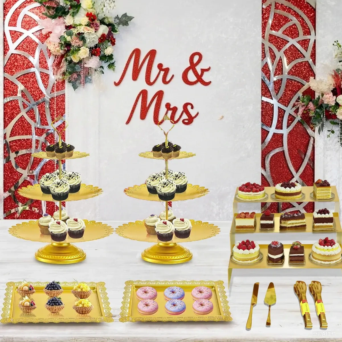 11 Pcs Metal Base for Cakes and Desserts in Clip and Knife