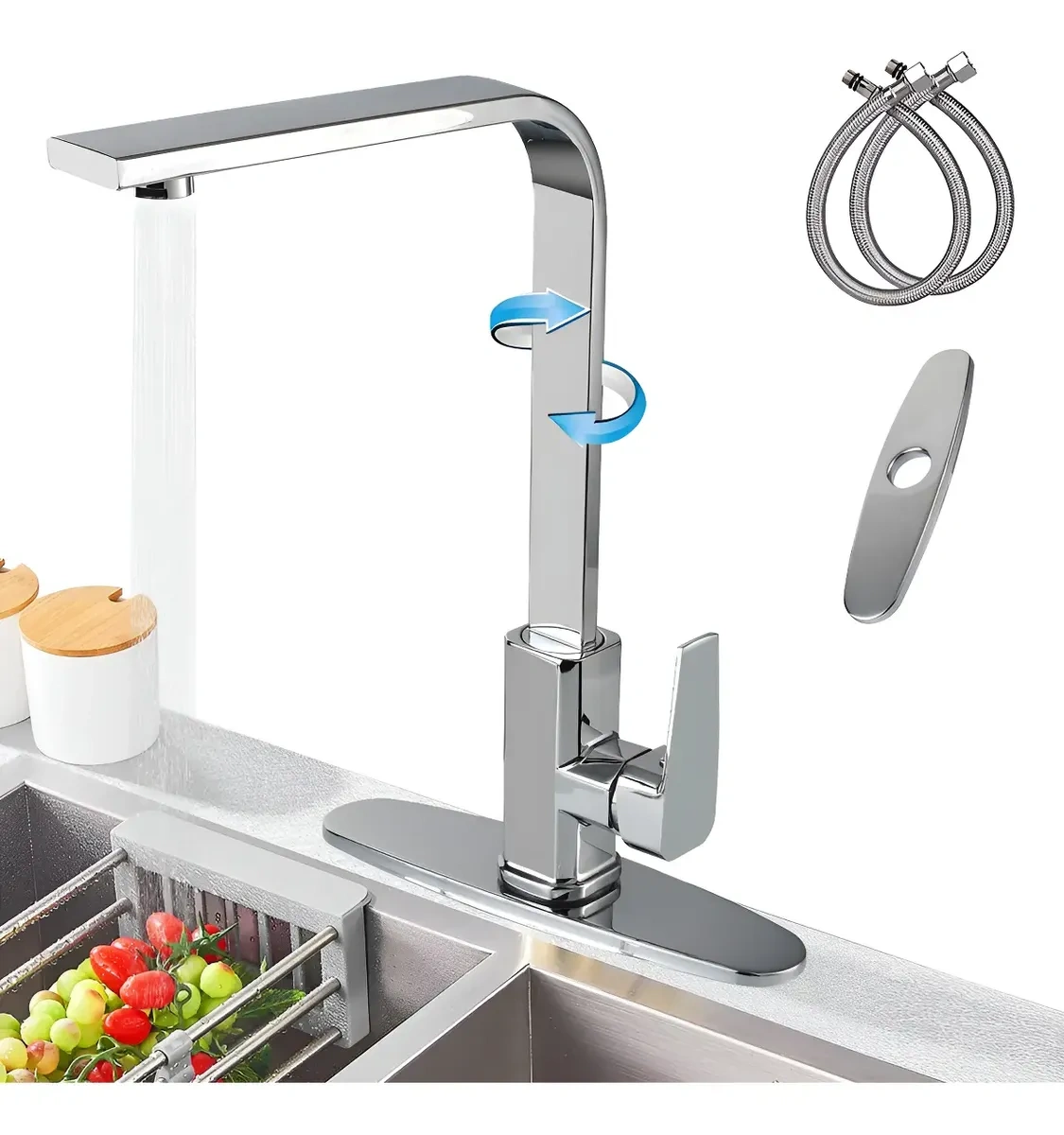 Sink Mixer Single Handle Kitchen Faucet With Cover