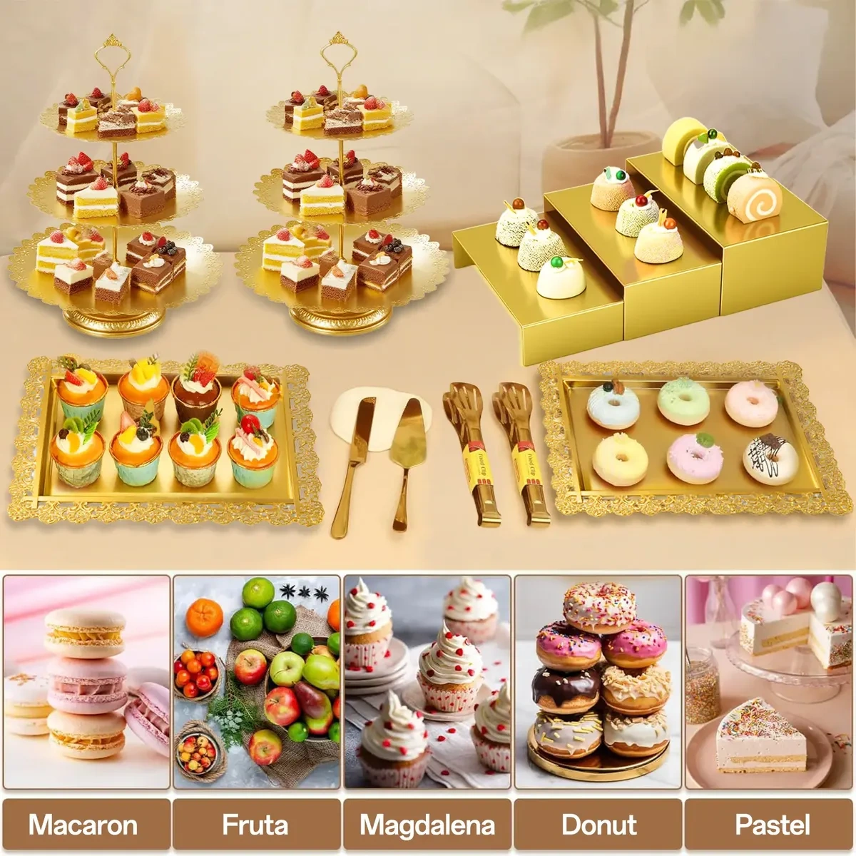 11 Pcs Metal Base for Cakes and Desserts in Clip and Knife