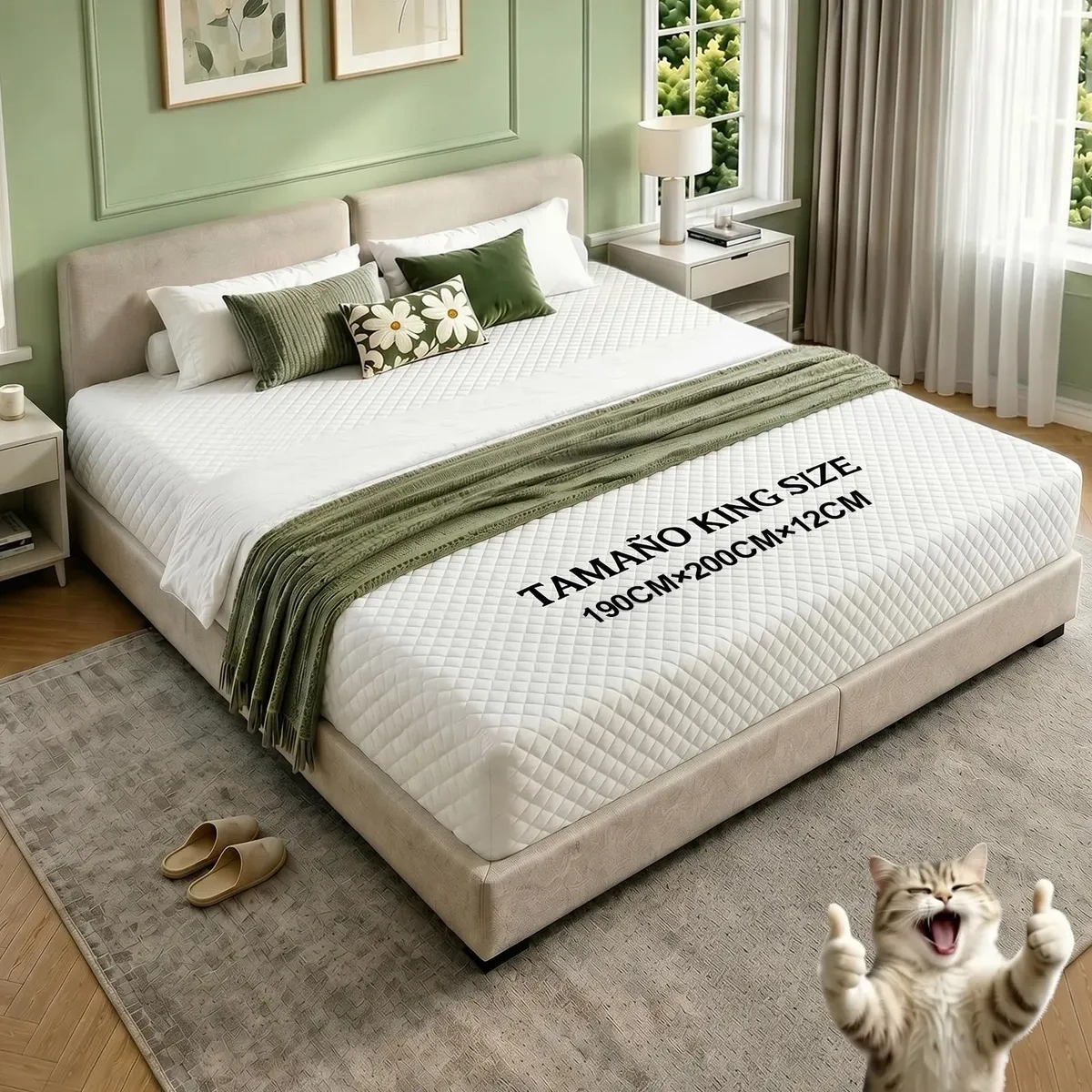 Safonus®King Size Mattress 190x200cm Memory Foam White Firm
