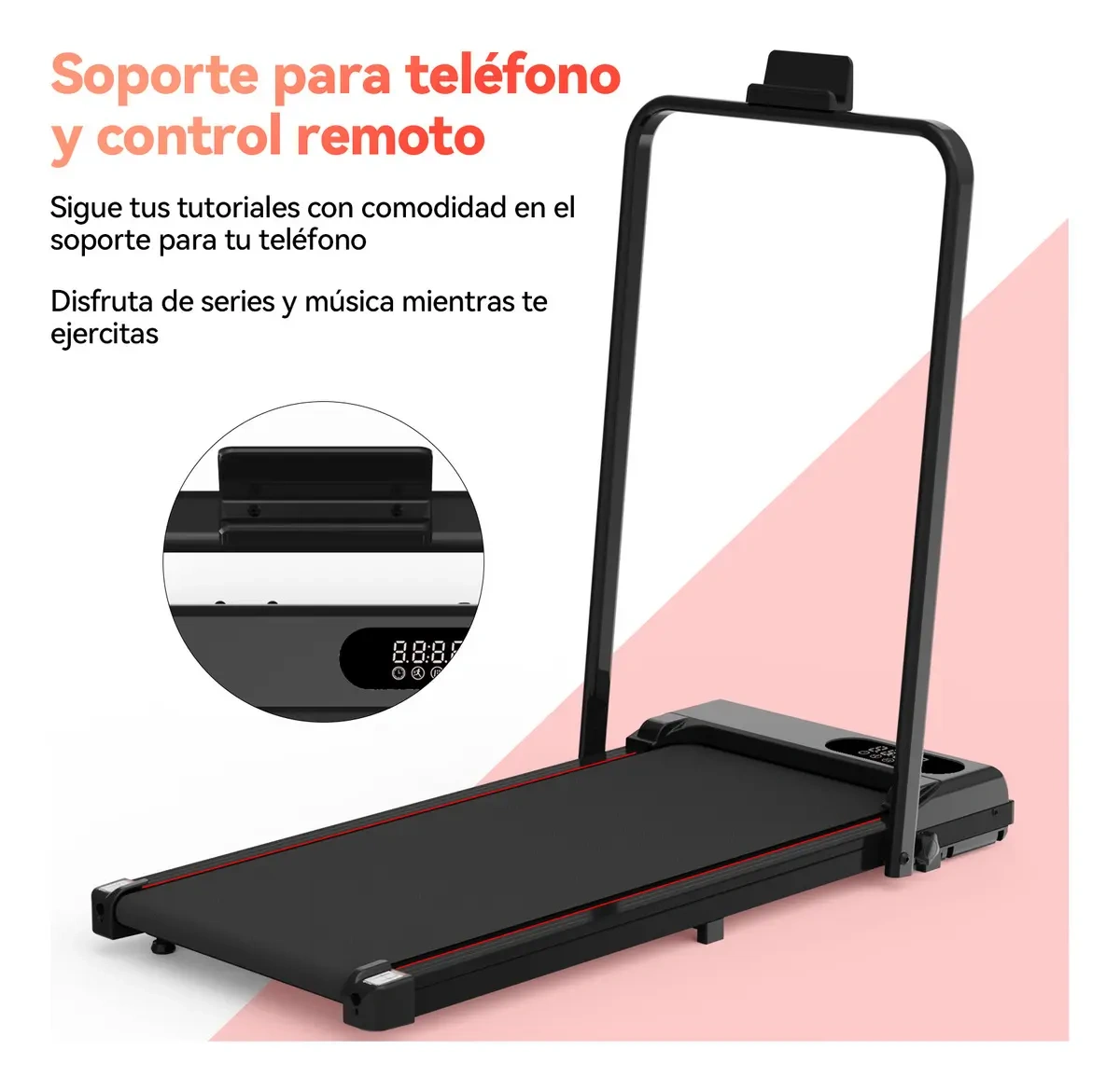 ROWIDE Portable Folding Electric Treadmill 2.5hp with LCD Screen and Remote Control, with Bluetooth APP, Electric Treadmill Walking Pad Portable Elevation Home Office Gym, 2 in 1 Elec Treadmill