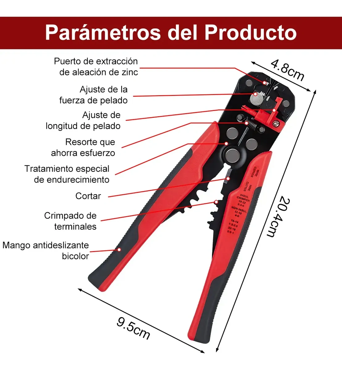 Automatic Cable Wire Stripper Pliers With 5in1 Magnetic Bracelet