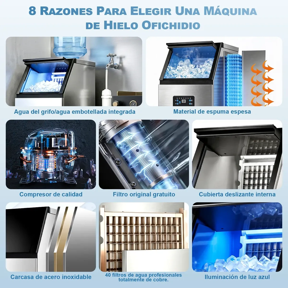 Ofichido Commercial Ice Making Machine, 60kg/24 Hours