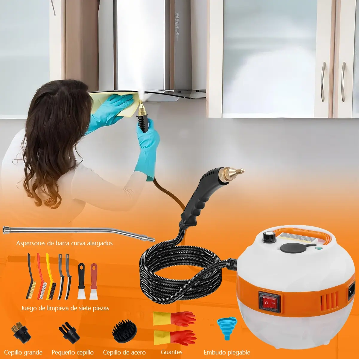 WELIKERA Portable Steam Cleaner 3800W 105°C for Kitchens, Bathrooms and Cars