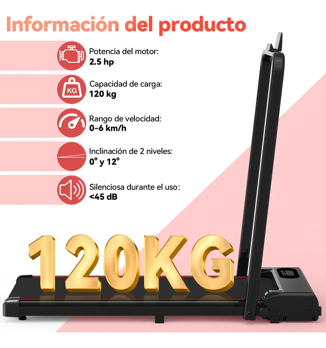 ROWIDE Portable Folding Electric Treadmill 2.5hp with LCD Screen and Remote Control, with Bluetooth APP, Electric Treadmill Walking Pad Portable Elevation Home Office Gym, 2 in 1 Elec Treadmill