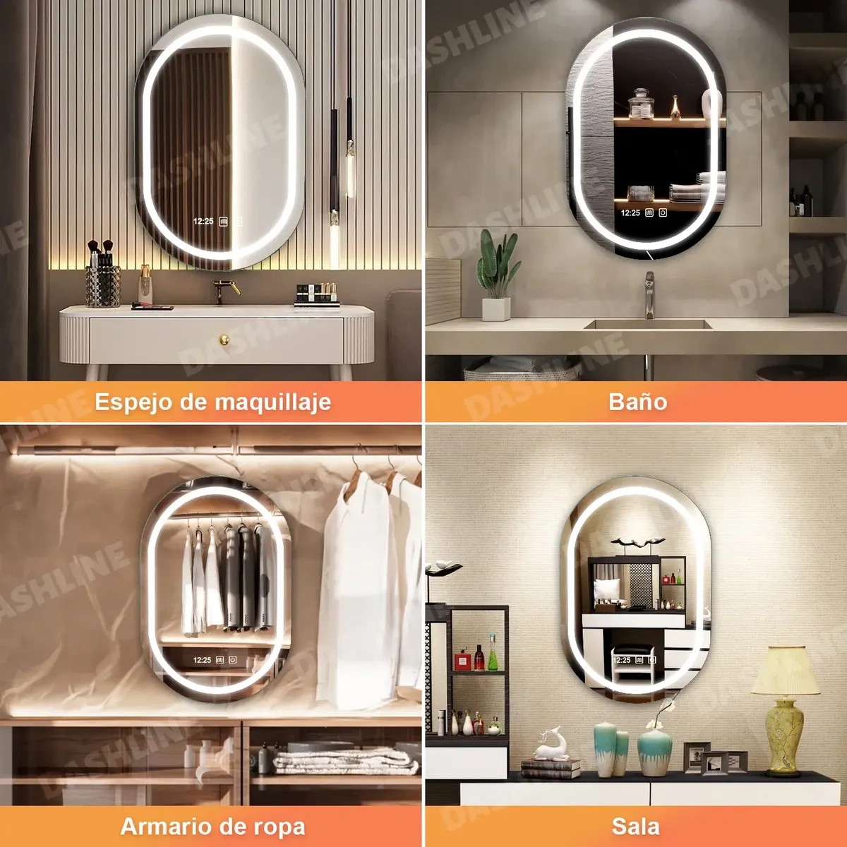 Dashline® Led Touch Bath Mirror Tricolor Anti-Fog Hour 40*60