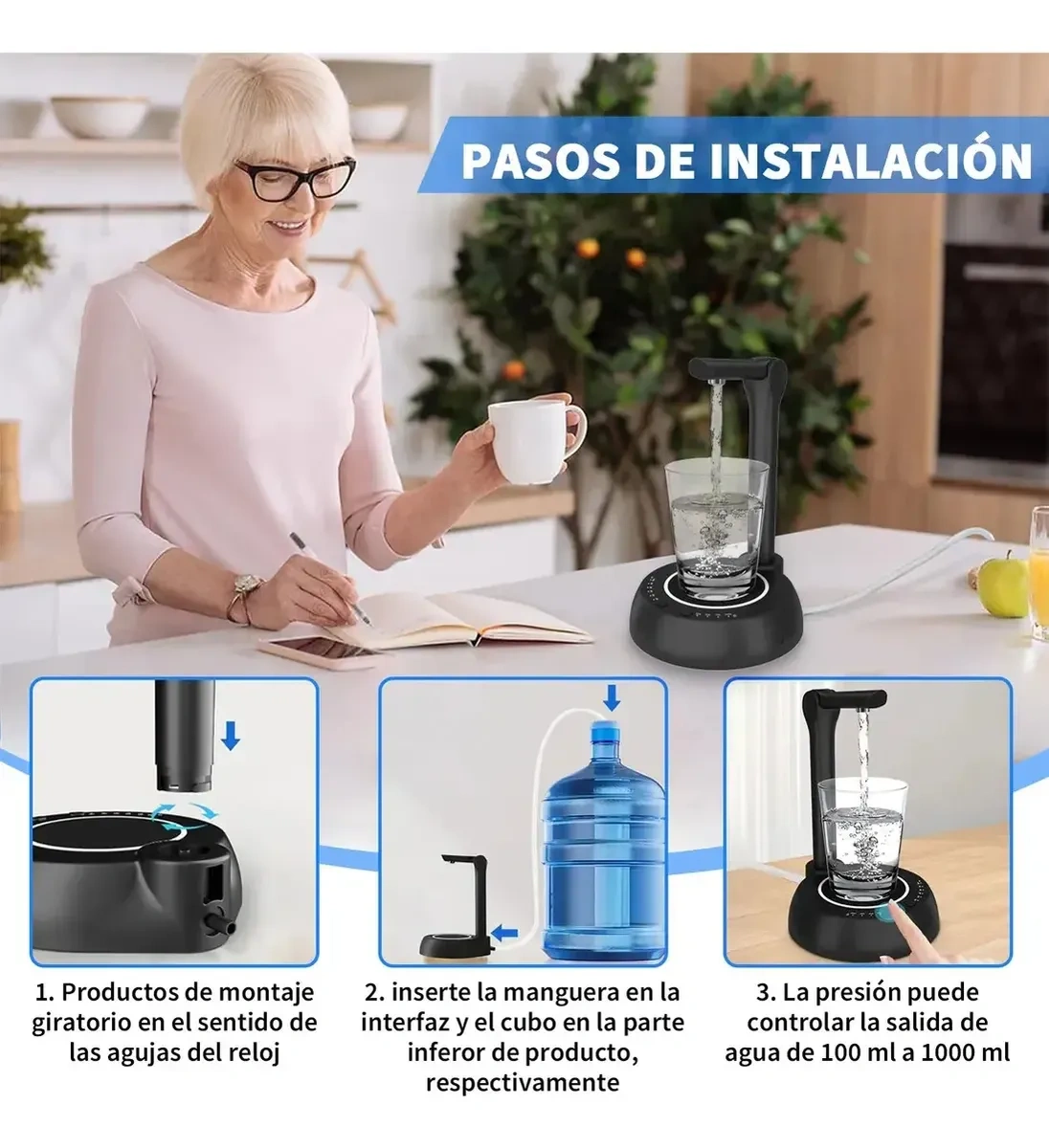 Type-c Rechargeable Electric Water Dispenser Pump