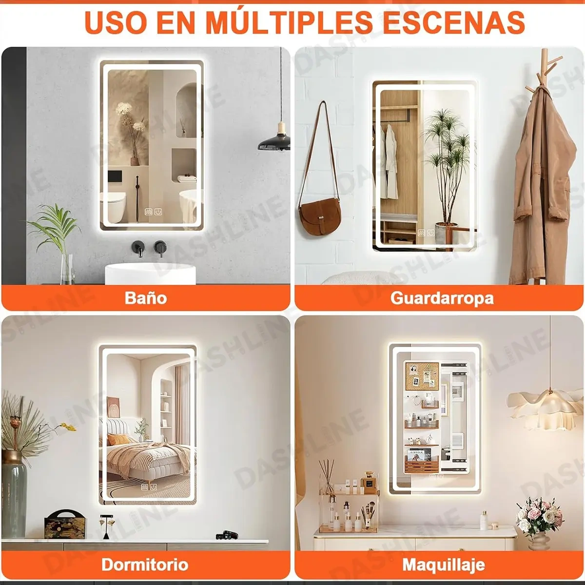 Smart Bathroom Mirror With Led Touch Tricolor Anti-fog40*60