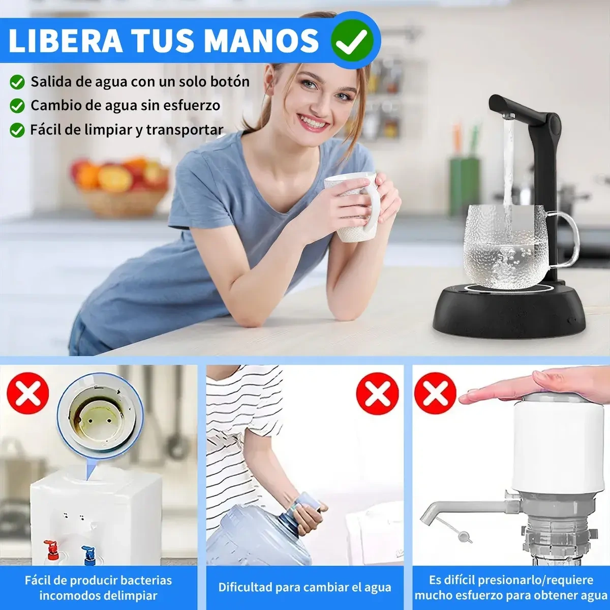 Type-c Rechargeable Electric Water Dispenser Pump
