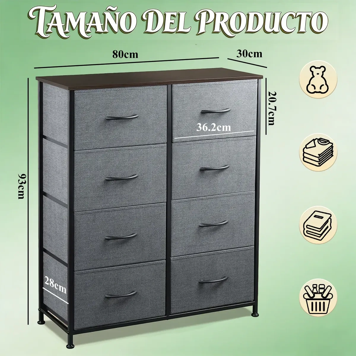 Chest of Drawers with 8 Drawers, Storage Furniture