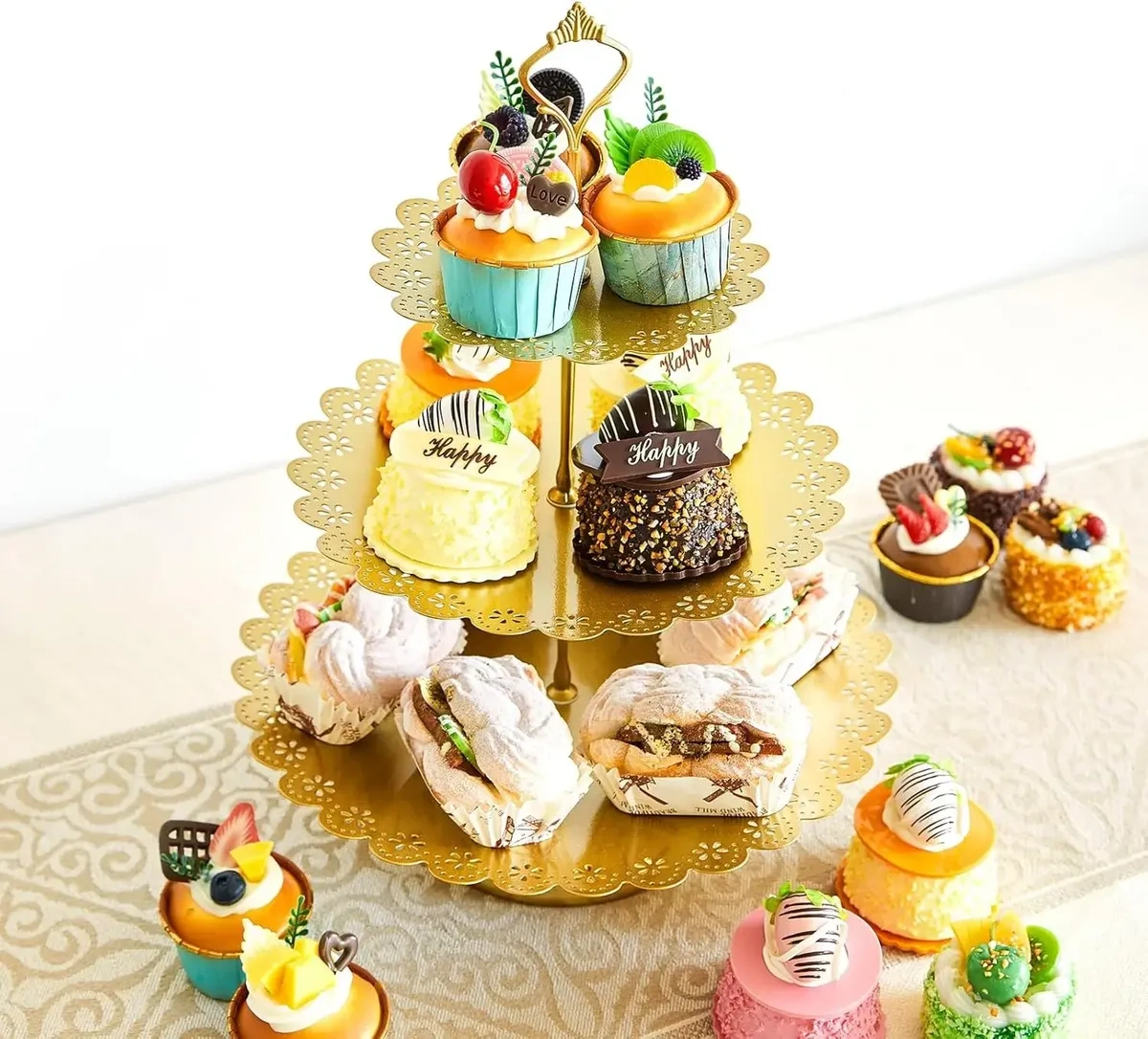 11 Pcs Metal Base for Cakes and Desserts in Clip and Knife