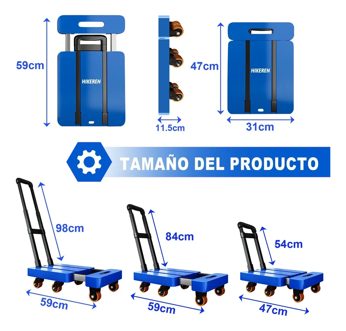 Foldable and Retractable Portable Cart, 200 Kg Capacity