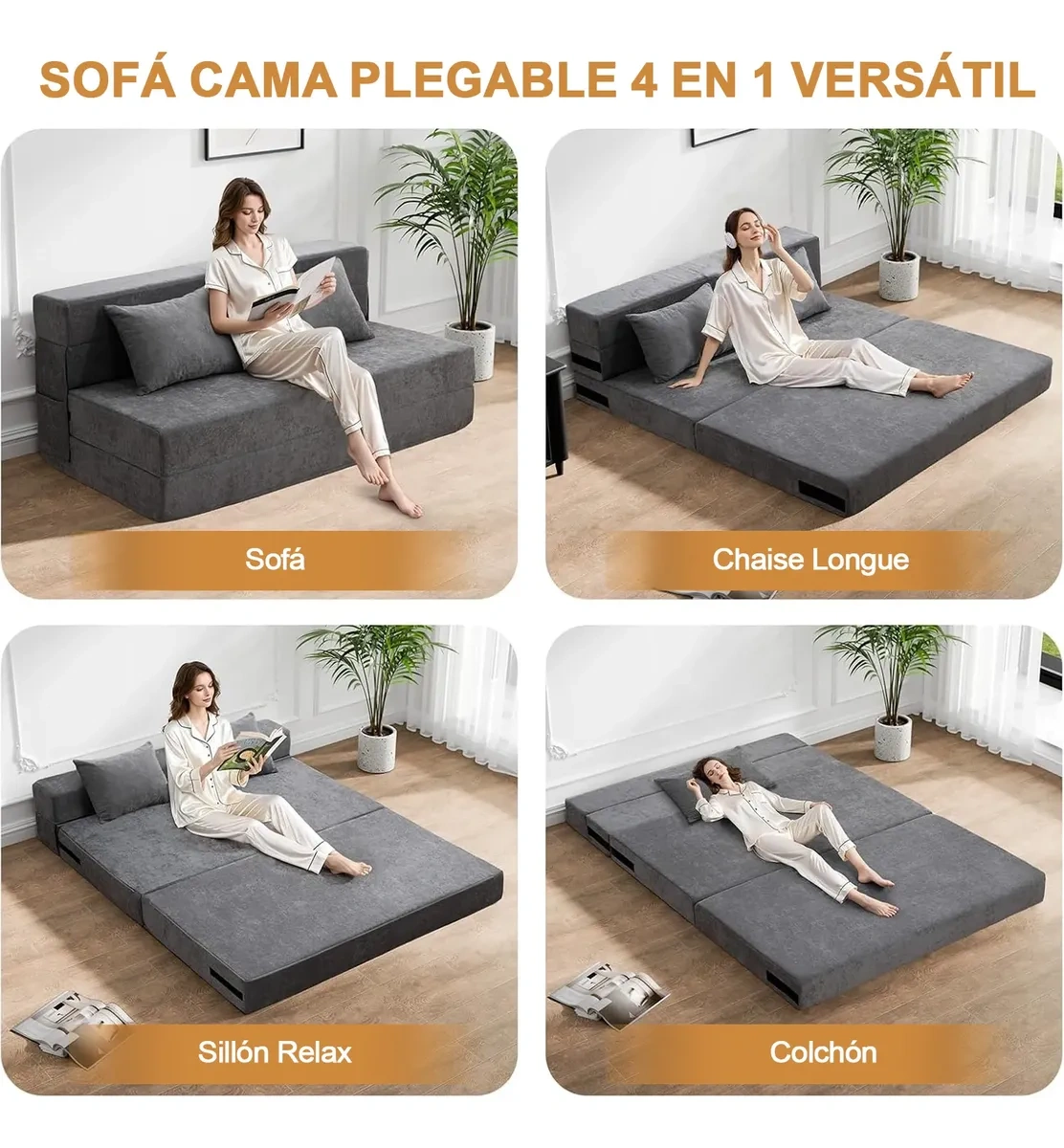 Furrific With PillowsCozy Sofa Bed Folding Double Bed