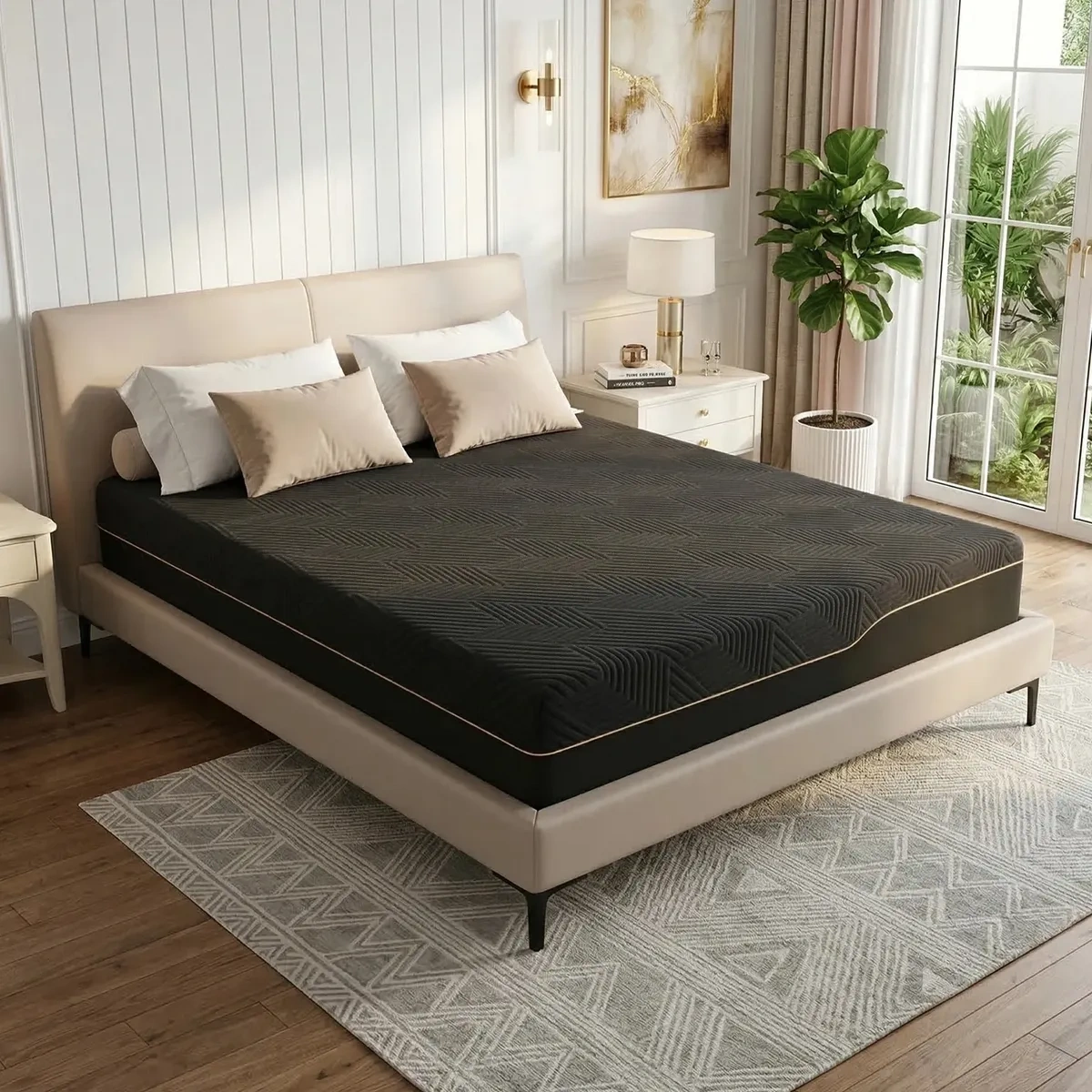 Safouns King Memory Foam Mattress 20cm with Gel, in Black Box