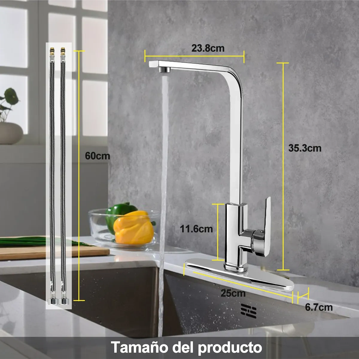 Single Handle Kitchen Faucet with Cover, Water Mixer