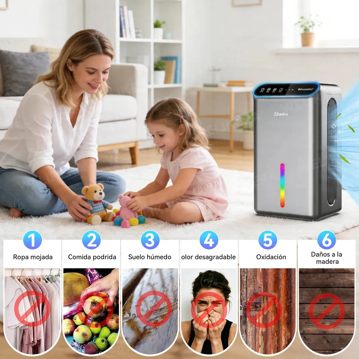 Welikera Silent Dehumidifier of 2.8 L for 120 m² with App and Aromatherapy