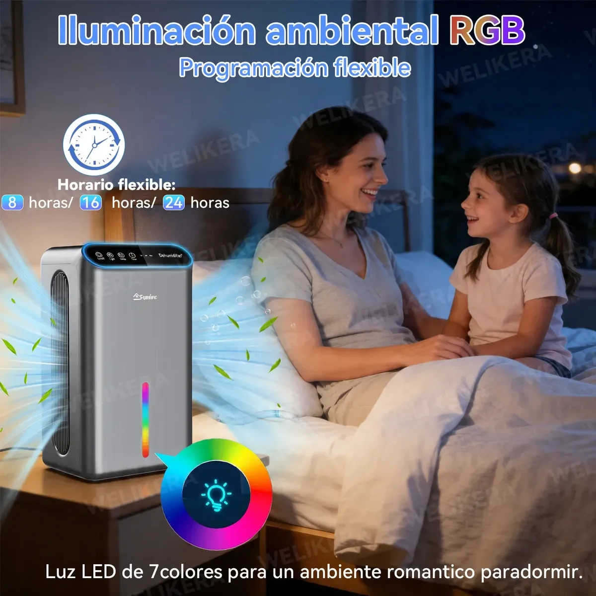 Welikera Silent Dehumidifier of 2.8 L for 120 m² with App and Aromatherapy