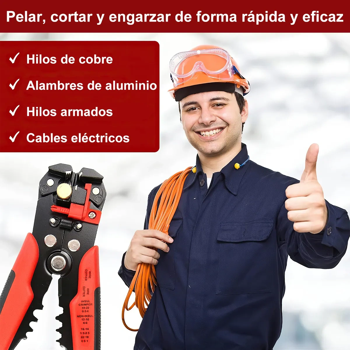 Automatic Cable Wire Stripper Pliers With 5in1 Magnetic Bracelet