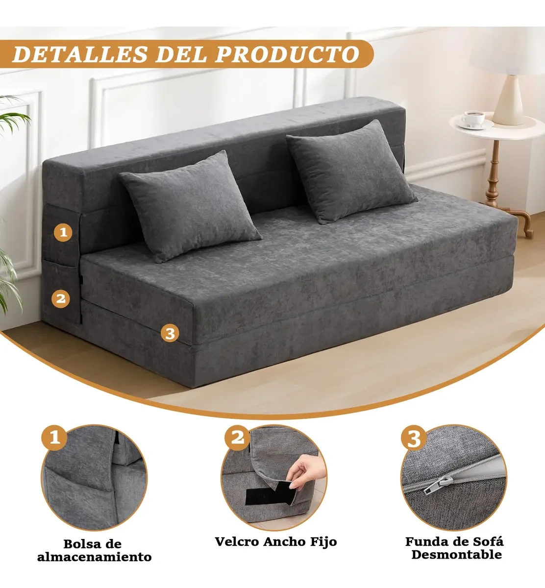 Furrific With PillowsCozy Sofa Bed Folding Double Bed