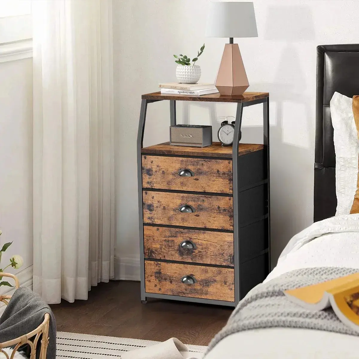 Wardrobe With 4 Drawers Storage Furniture With 2 Shelves.