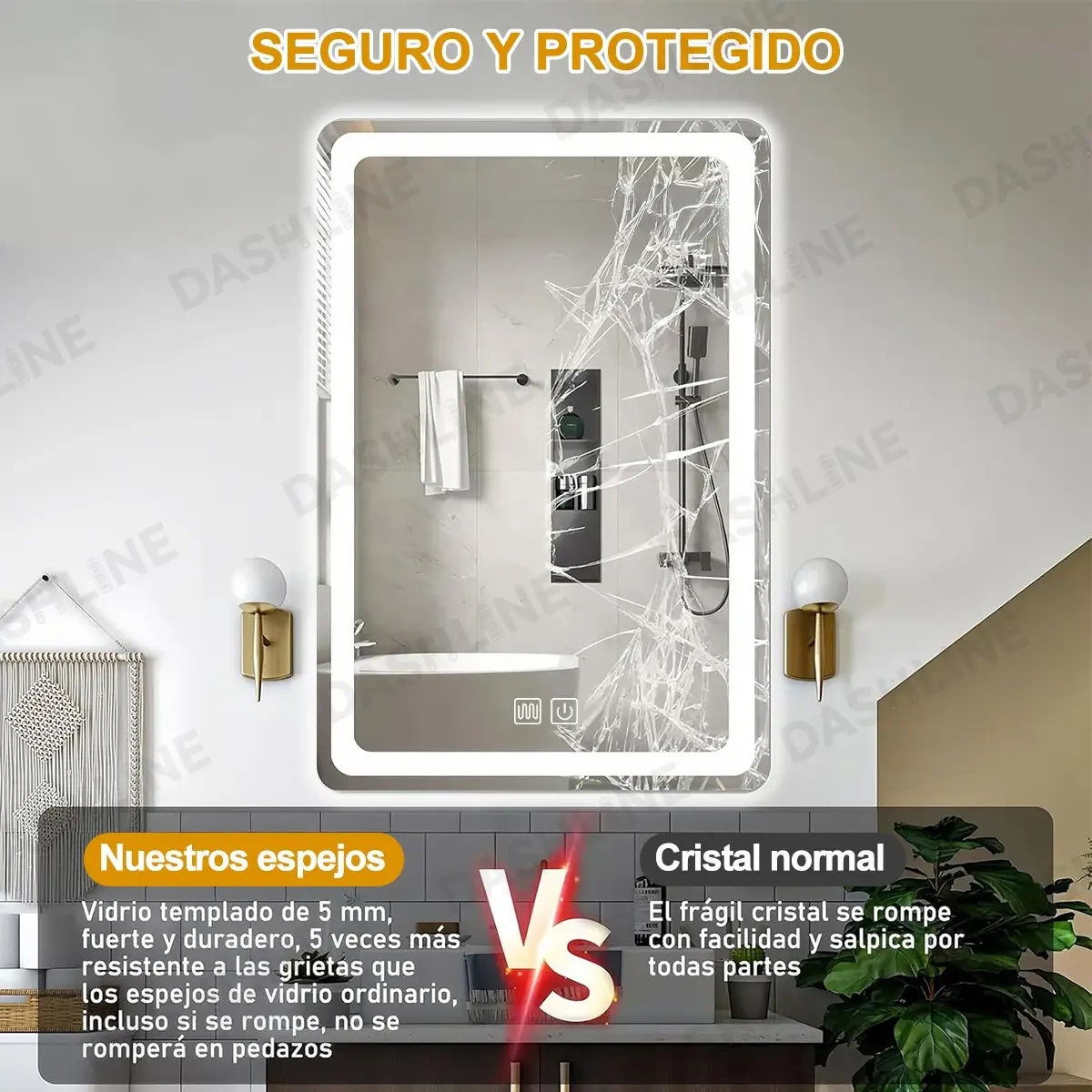 Smart Bathroom Mirror With Led Touch Tricolor Anti-fog40*60