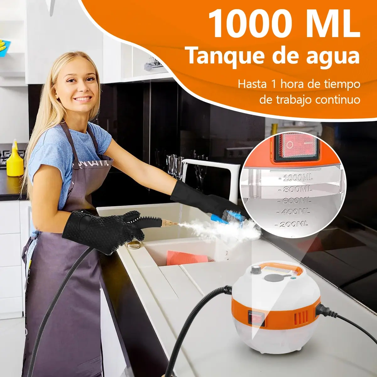 WELIKERA Portable Steam Cleaner 3800W 105°C for Kitchens, Bathrooms and Cars