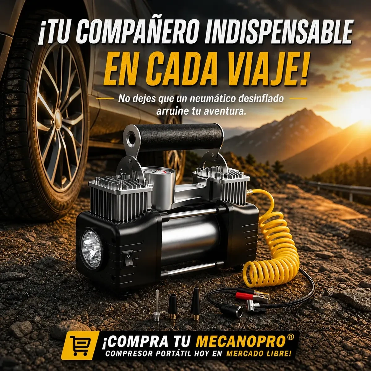 Mecanopro® Black Portable Compressor 45 L/min 350 Psi