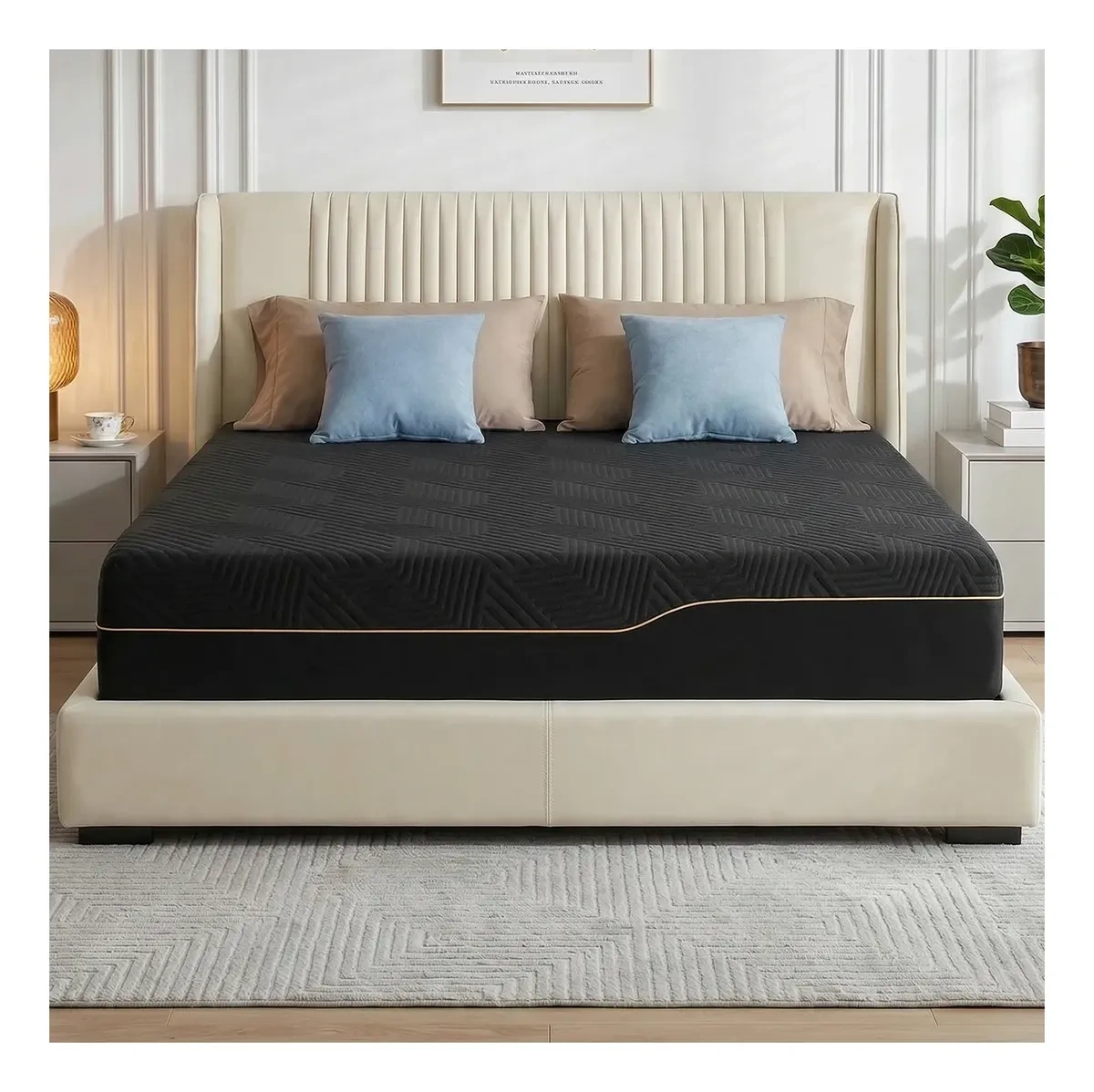 Safouns King Memory Foam Mattress 20cm with Gel, in Black Box
