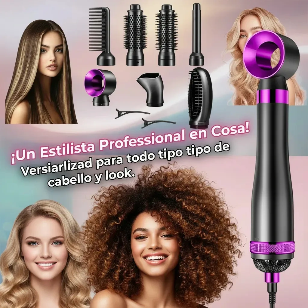 6 in 1 Hair Dryer and Straightener Brush with Air