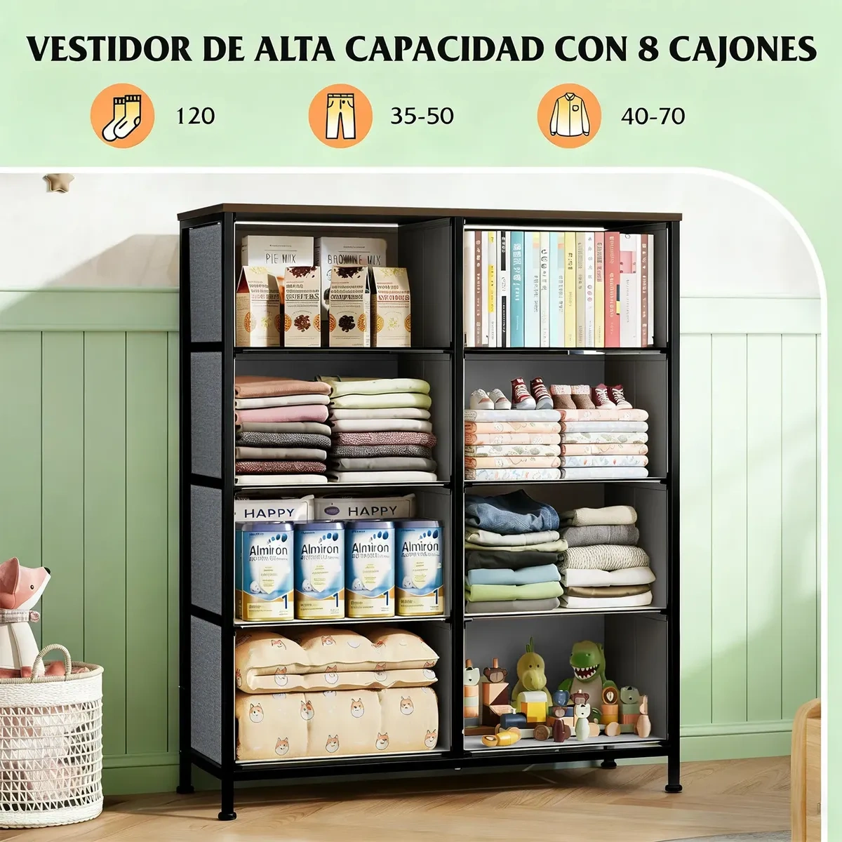 Chest of Drawers with 8 Drawers, Storage Furniture