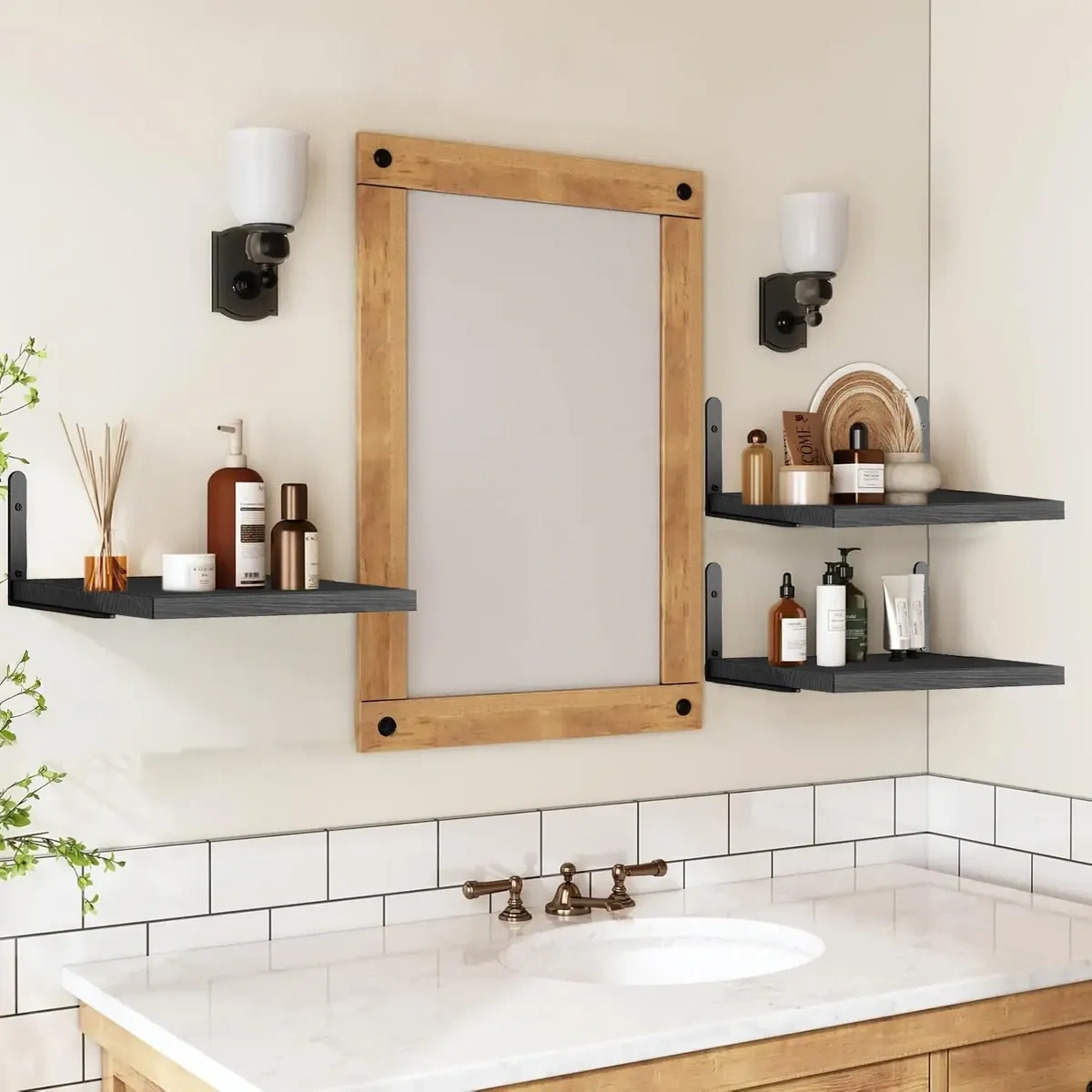 6 Modern Floating Wooden Shelves, Minimalist Furniture